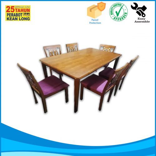 ABC Meja makan Dining Table With 6 Chairs - Image 2