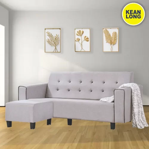 GL 3 SEATER L SHAPE SOFA + STOOL / SOFA FANCY / SOFA MEWAH / SOFA RUMAH